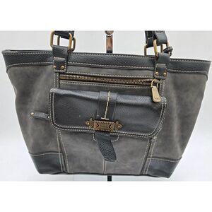 Boc Womens Grey & Black Tote Bag With Exterior Pockets & Zippered Compartments